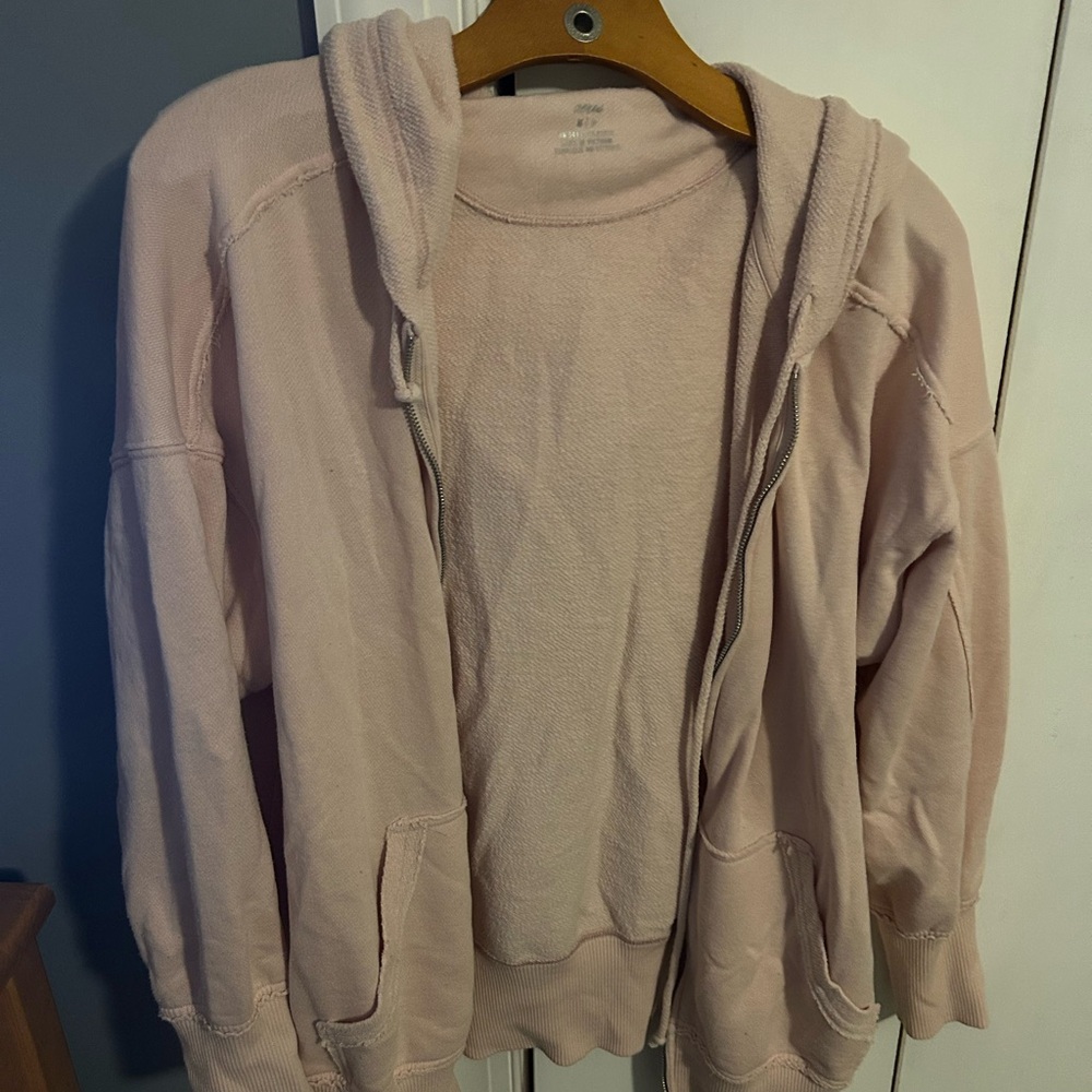 Aerie Light Pink Oversized Zip Up Hoodie
